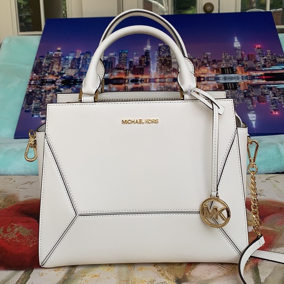 MICHAEL KORS PRISM LG SATCHEL OPTIC WHITE - Picture 15 of 16